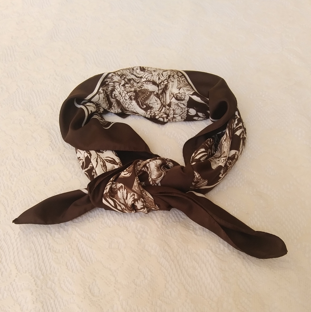 Dark Brown and White Jaclyn Smith Polyester Scarf - Picture 6 of 11